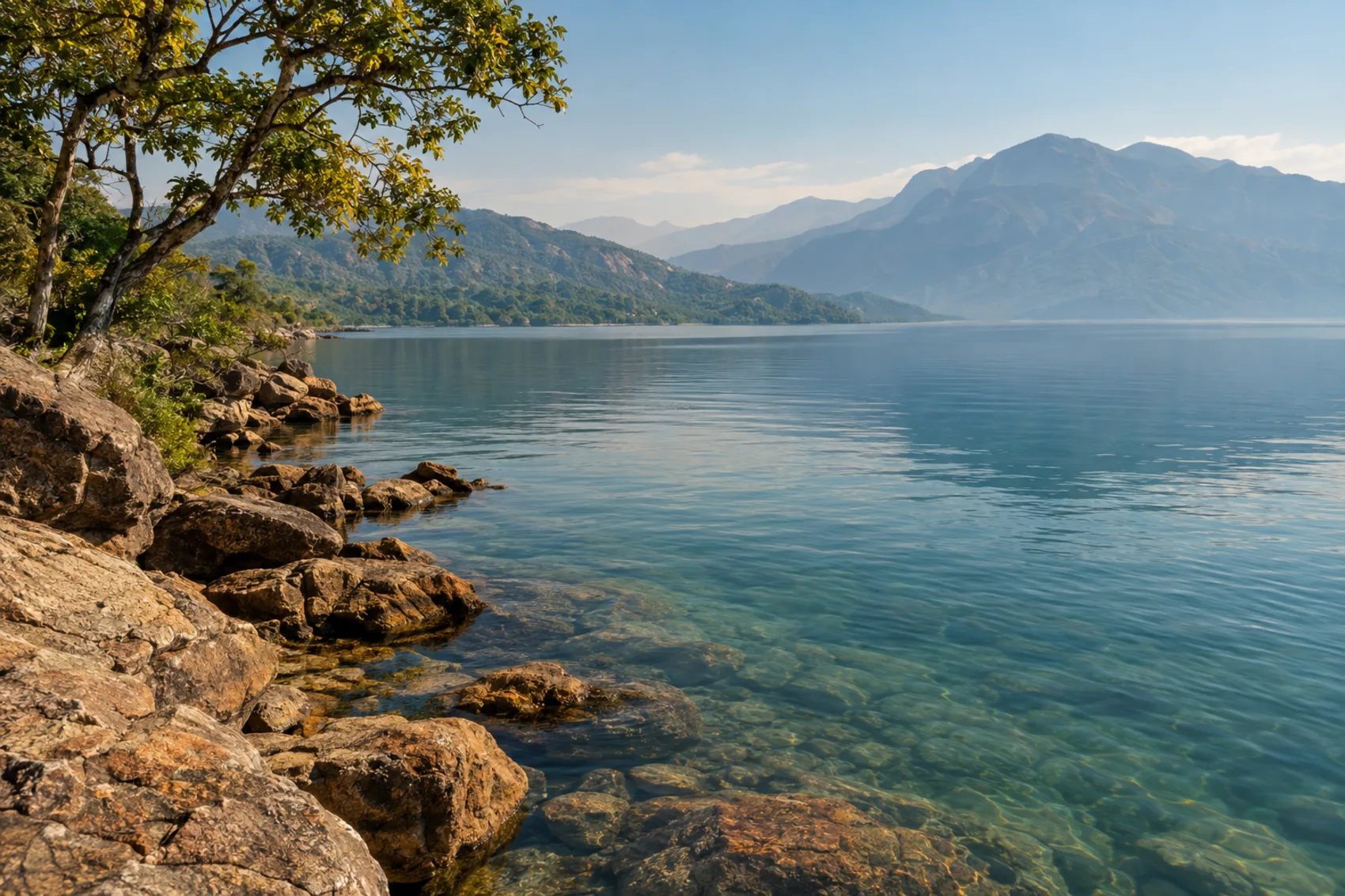 Lake and wooded shoreline